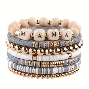 7 Piece Surfer “Mama” Stretchy Bracelet Set